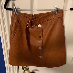 Zara NWT Faux Leather Belted Skort